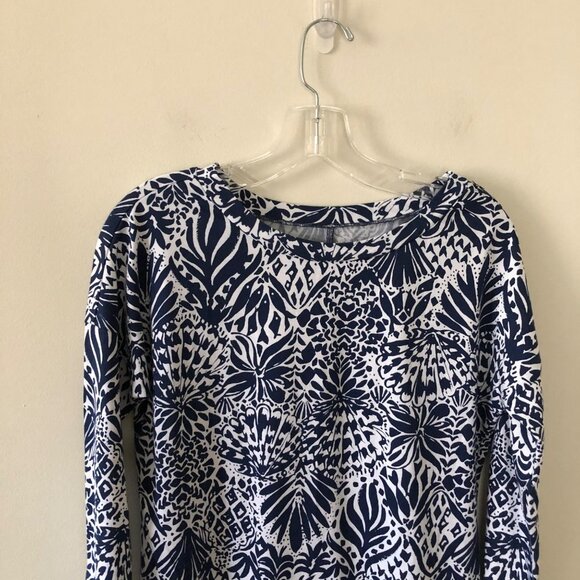 Lilly Pulitzer Blue White Cotton Shell Pattern Dress Sundress XS - Picture 3 of 13